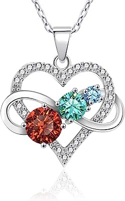 Moissanite Necklaces, 3 Stones 1.8CT Moissanite Diamond Heart Pendant Necklace For Women Christmas Birthday Anniversary Jewelry Gift For Women Wife Mom Girlfriend Her (16"+2")