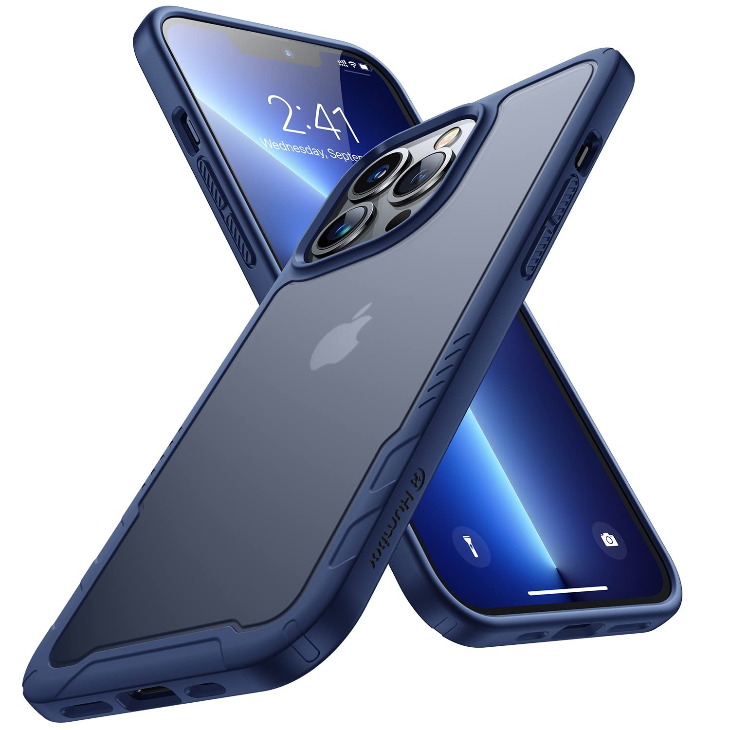 Humixx 2021 Upgraded Design for iPhone 13 Pro Case, [Mil-Grade Drop Tested] Shockproof Hard Translucent Matte Case with Non-Slip Soft Edge, Slim Fit Protective Case for iPhone 13 Pro 6.1 Inch - Blue