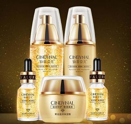 women facial kit face moisturizing gold glowing skin care set 24k gold anti-aging skin care gold set