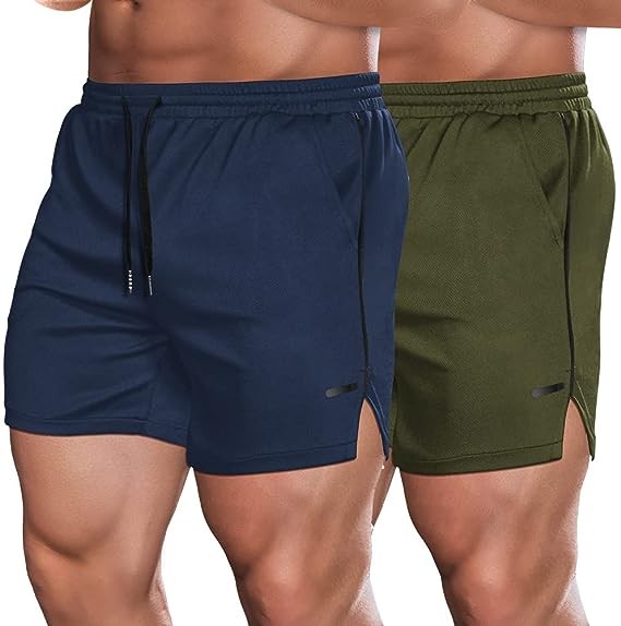 COOFANDY Men's 2 Pack Gym Workout Shorts Mesh Lightweight Bodybuilding Pants Training Running Sports Jogger with Pockets