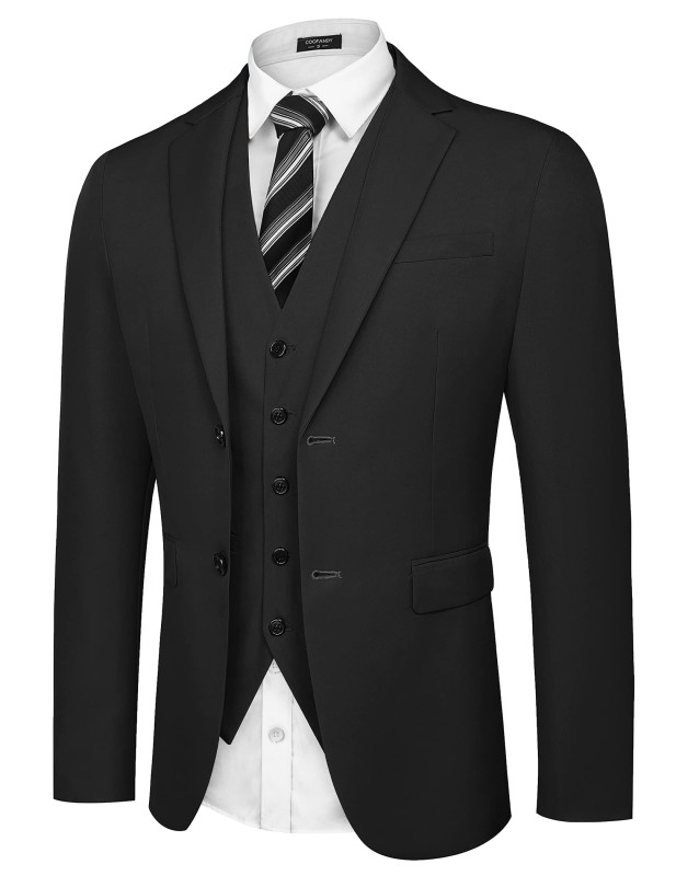 Men's Slim Fit 2 Piece Suit Two Button Solid Business Wedding Prom Tuxedo Blazer Vest Set