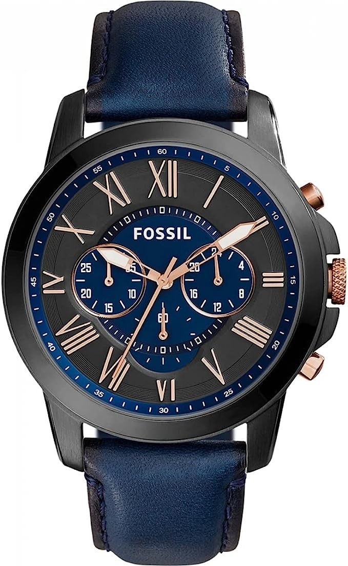 Fossil Grant Men's Watch with Chronograph Display and Genuine Leather or Stainless Steel Band