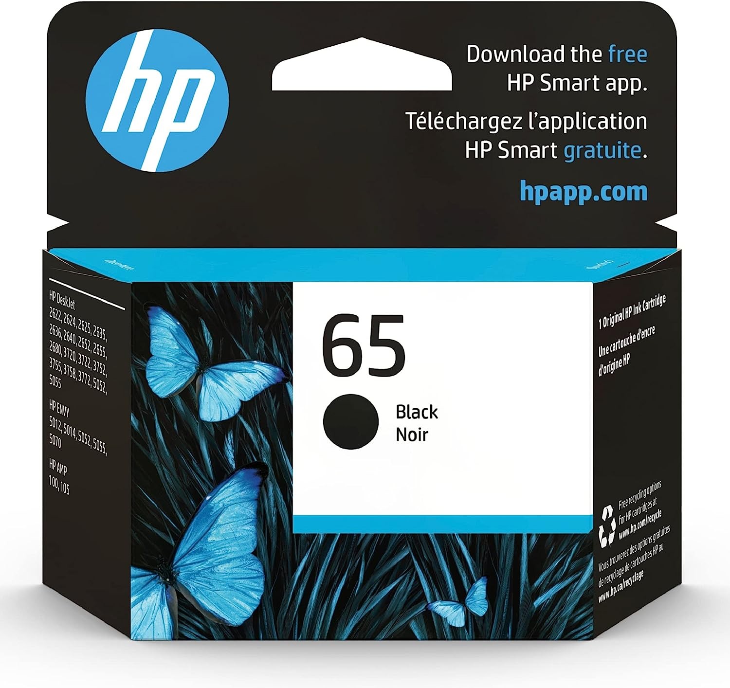 HP 65 Black Ink Cartridge | Works with HP AMP 100 Series, HP DeskJet 2600, 3700 Series, HP ENVY 5000 Series | Eligible for Instant Ink | N9K02AN  (0 评论)