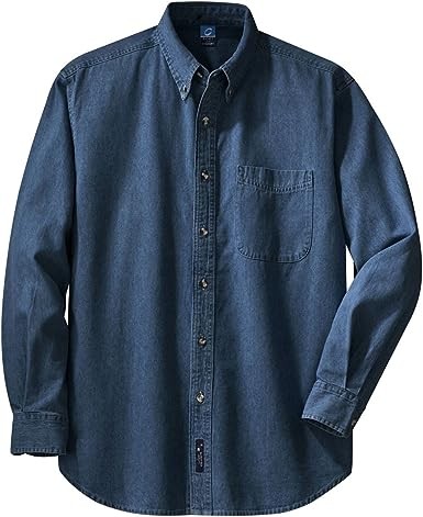 Port & Company Mens Long Sleeve Denim Shirt SP10 -Ink Blue XL