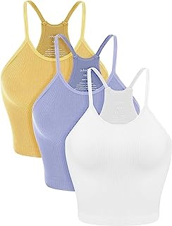 Women's Crop 3-Pack Washed Seamless Rib-Knit Camisole Crop Tank Tops