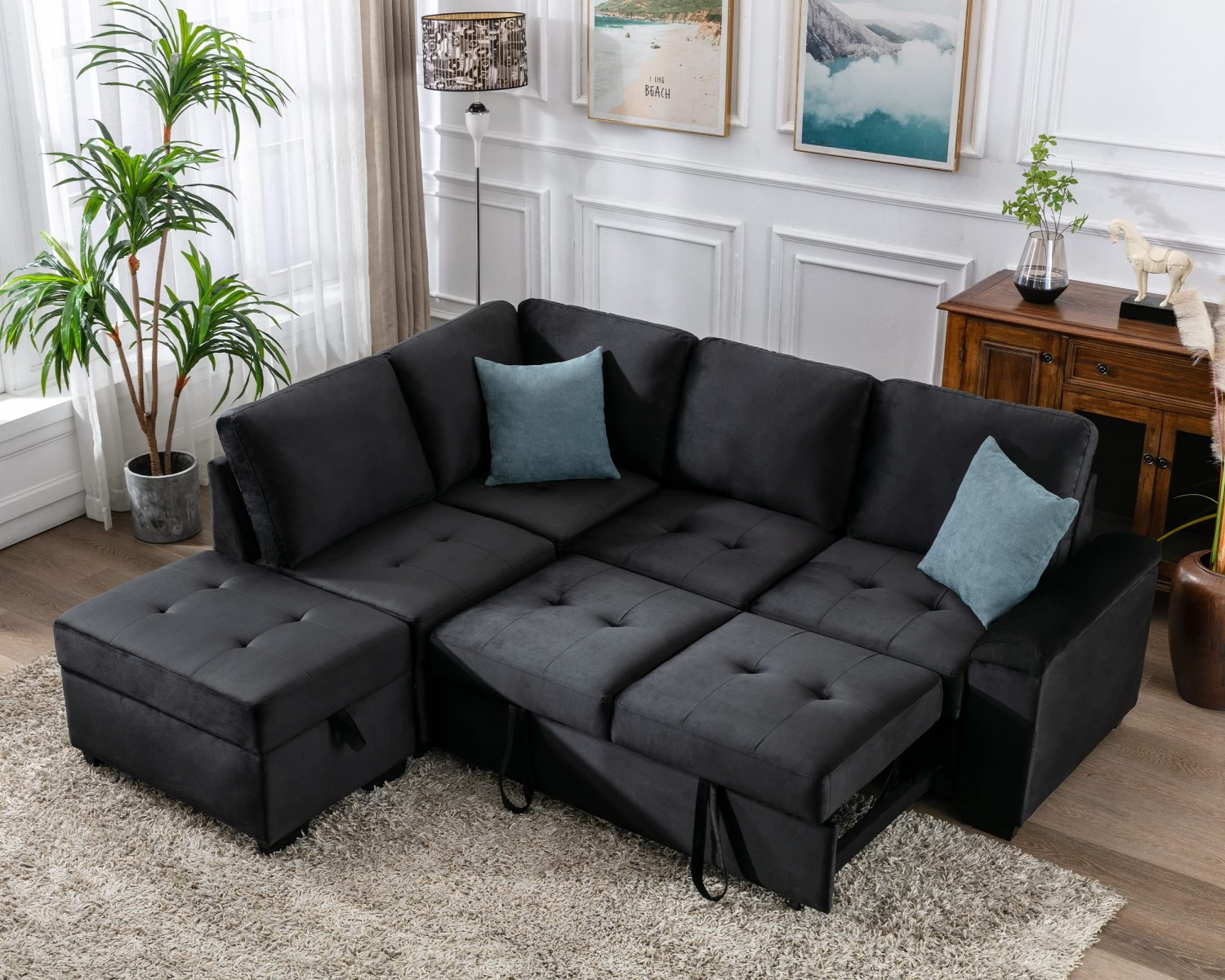 ATY 3 Piece Living Room Sofa Set, Button Tufted Sectional Couch for Home Furniture, One 3-Seat Chair & Loveseat and Armchair, Can Capacity 6 People, Save Space, Gray