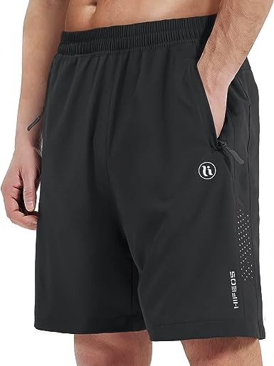 Mens Athletic Shorts - Running, Gym, Hiking Workout Shorts for Men 7" - Comfortable, Lightweight, with 3 Zippered Pockets