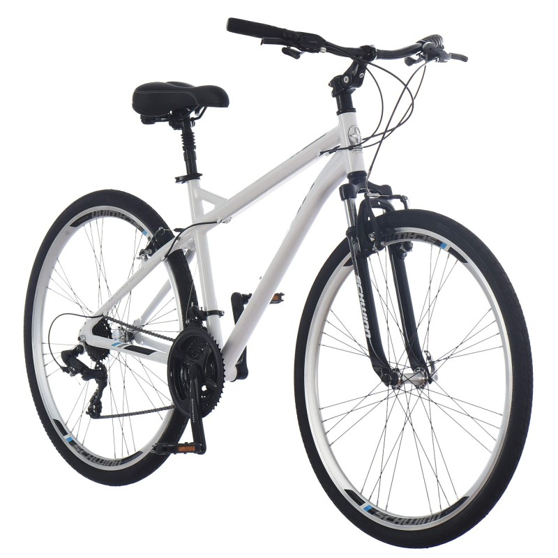 Schwinn Network Men and Womens Hybrid Bike, 700c Wheels, 15-18-Inch Adult Frame, Front Suspension Alloy Linear Brakes