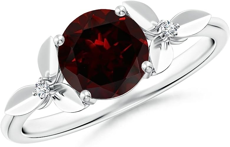 ANGARA Natural Garnet Solitaire Ring for Women, Girls in 14K Solid Gold/Sterling Silver | January Birthstone Jewelry Gift for Her | Birthday|Wedding|Anniversary|Engagement