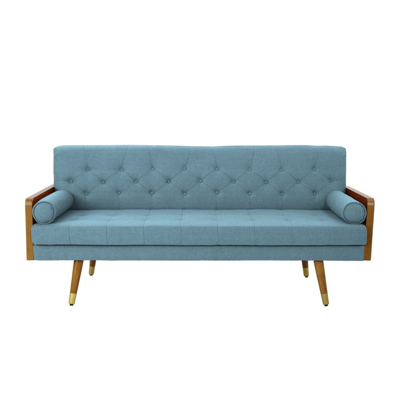 Christopher Knight Home Aidan Mid Century Modern Tufted Fabric Sofa, Blue