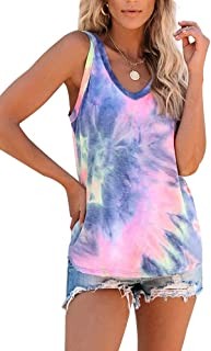 Women's Sleeveless Yoga Workout Tank Tops Cute Printed Loose Fit Running Exercise T-Shirt