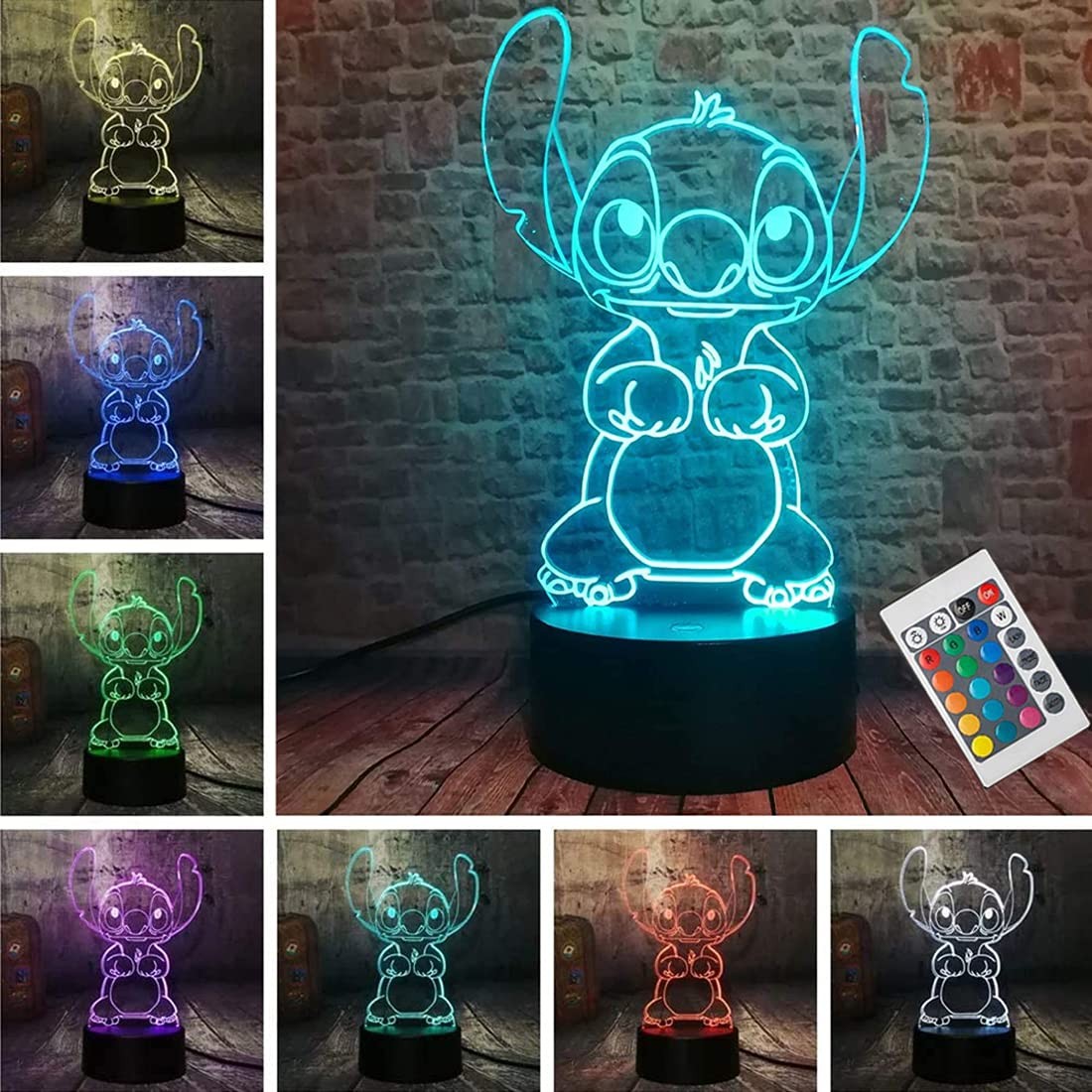 LOUHH Stitch Night Light, Stitch Gifts - 3D LED Stitch Toys Intelligent Remote Control Stitch Lamp 16 Color Stitch Light for Christmas Stitch Gifts Children's Room Decoration Holiday Gifts
