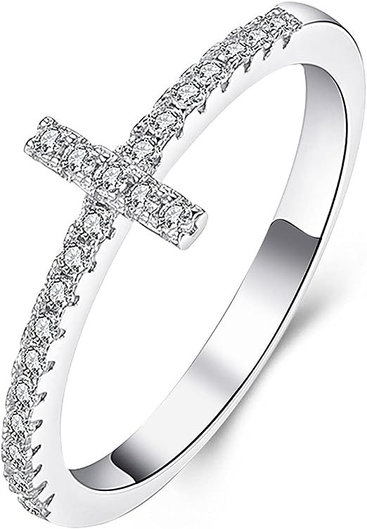 DIYA Moissanite Rings for Women Sterling Silver Wedding Band Ring Promise Love Eternal Rings for Her Anniversary Birthday Valentine's Day Christmas Jewelry Gifts for Her Bridal, Rose Gold/White Gold P