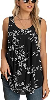 Women's Summer Sleeveless Chiffon Tank Tops Blouses Flowy Double Layers Tunic Tank Shirts