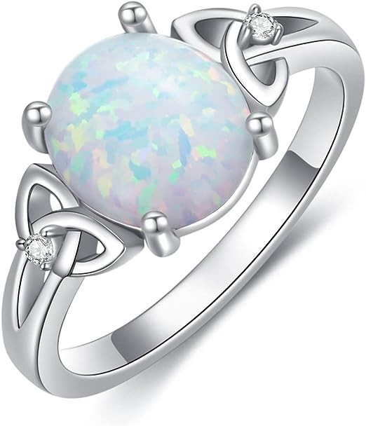 DIYA Opal Engagement Rings for Women Moissanite Ring 925 Sterling Silver Engagement Promise Wedding Rings Anniversary Jewelry Gift for Women