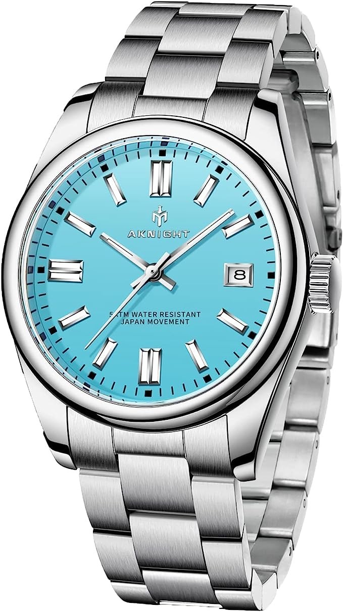 Men Watch AKNIGHT Watch for Men Waterproof Stainless Steel Wrist Watches Analog Chronograph Quartz Watch Fashion Business Classic Watch, Easy Read Men Dress Watch Auto Date Luminous Watch Elegant Gift