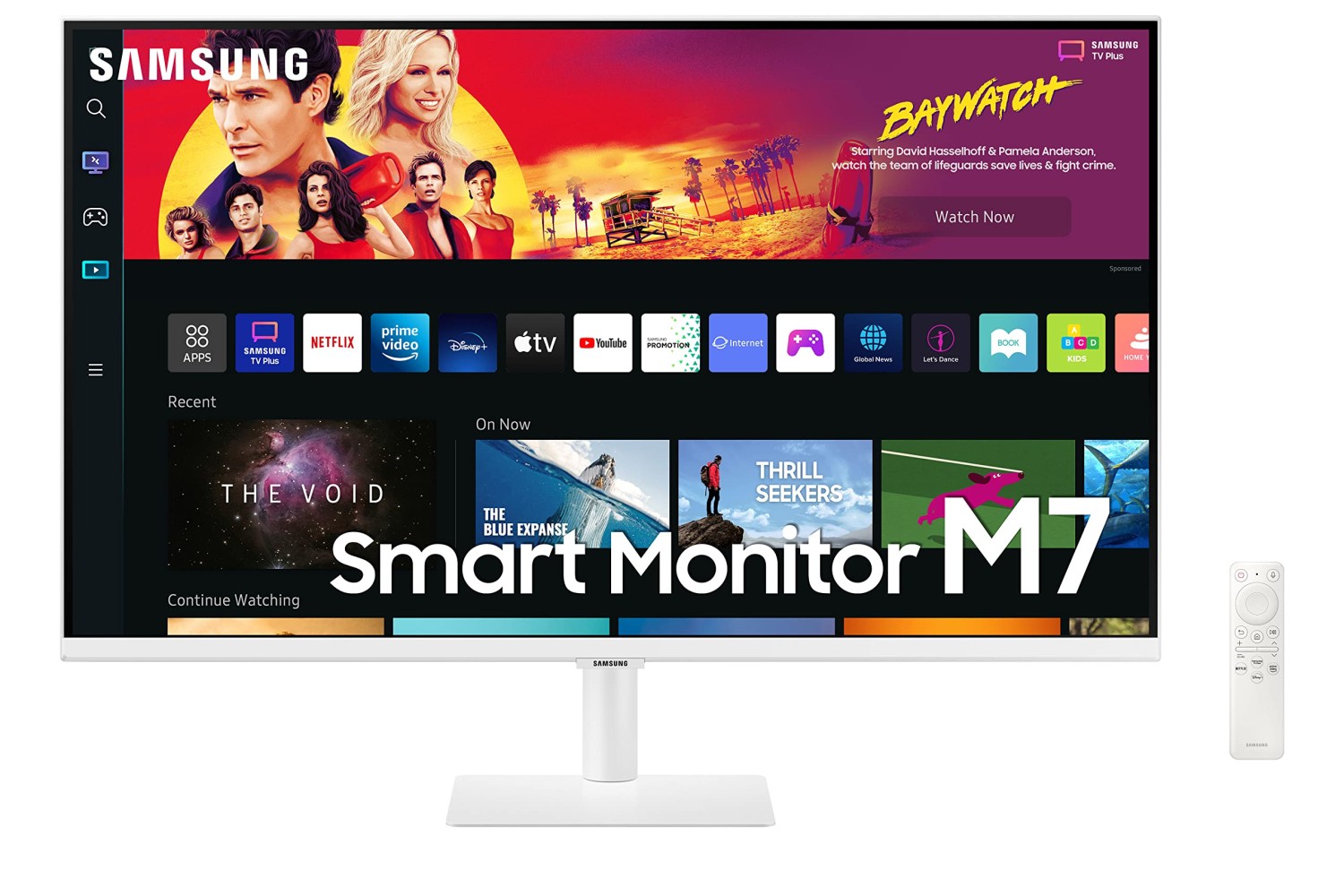 SAMSUNG 32" M70B Series 4K UHD USB-C Smart Monitor & Streaming TV, 4ms, 60Hz, HDR10, Wireless Display, Slimfit Camera, Gaming and IoT Hubs, Alexa Built in, 2022, LS32BM703UNXZA, White