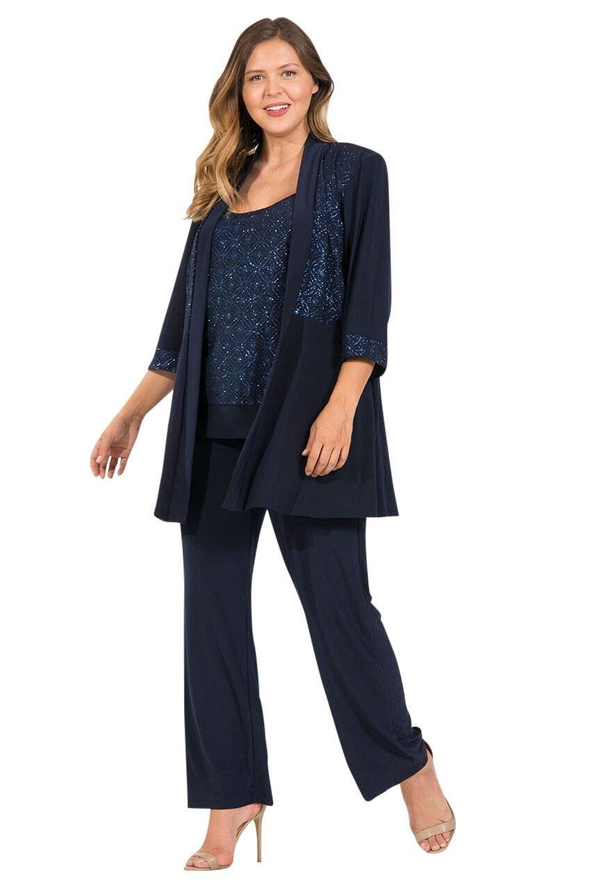 Women's Two Piece Open Front Long Sleeve Blazer and Elastic Waist Solid Pant Set Suit