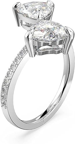 Swarovski Attract Soul Double Heart Ring Collection, Rhodium Finish, Clear Crystals