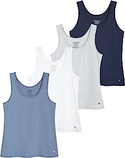 Women's Tank Top - 4 Pack Stretch Cotton Scoop Neck Sleeveless T-Shirt (S-XL)