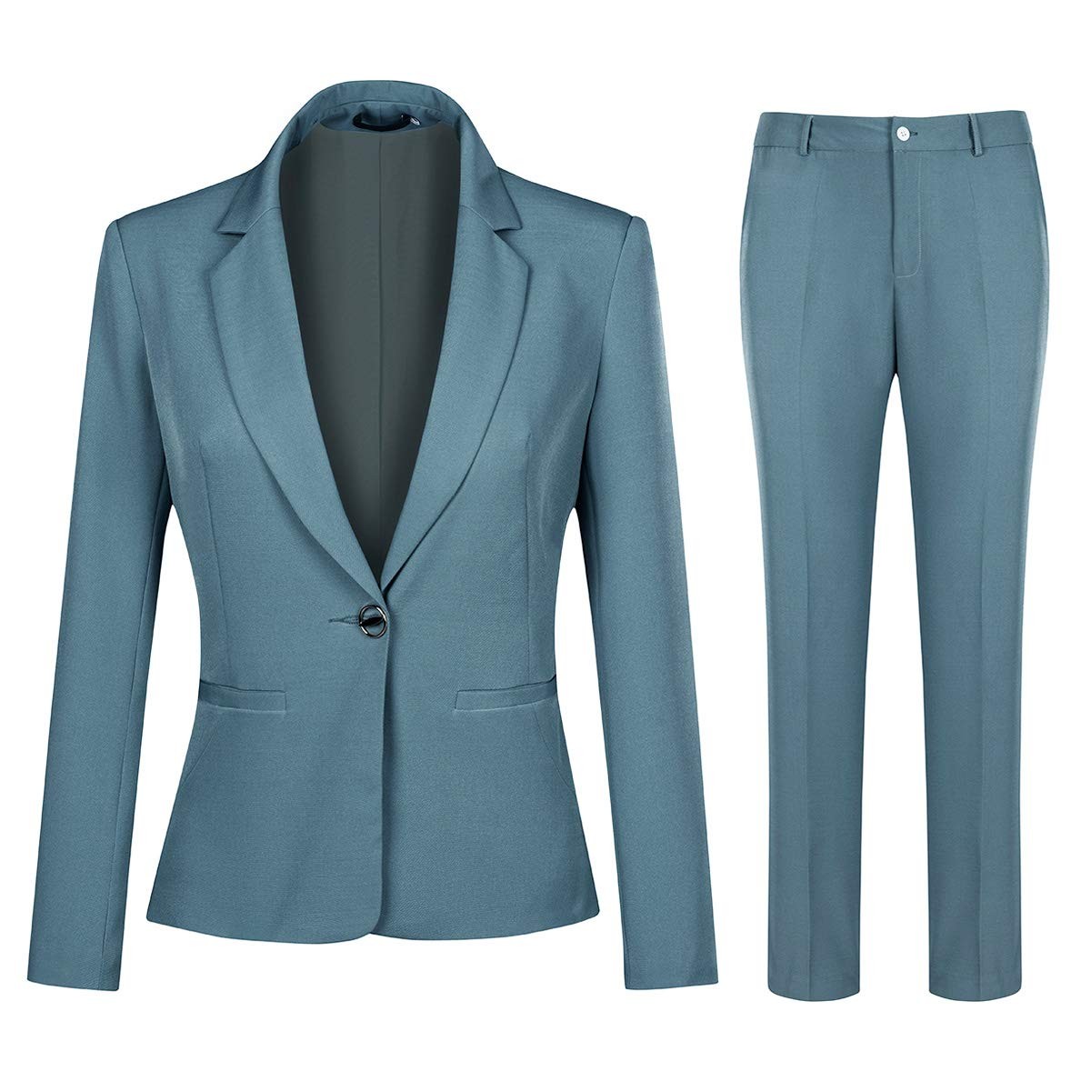 Women's 2 Piece Office Work Suit Set One Button Blazer and Pants