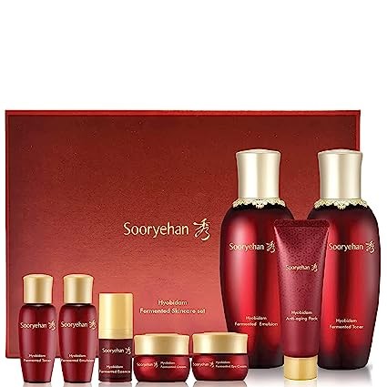 Sooryehan HYOBIDAM Fermented Skincare Gift Set - Korean Skincare, Revitalizing Toner, Emulsion Lotion, Essence, Cream, Cleansing Foam, Sheet Mask by LG Beauty