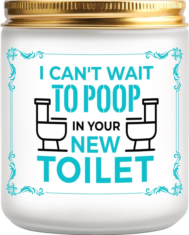 Housewarming Gifts for New Home, Funny Gifts for New Apartment, Moving Away Gift Ideas, Lavender Scented Jar Candles with Funny Sayings, I Can’t Wait to Poop in Your New Toilet