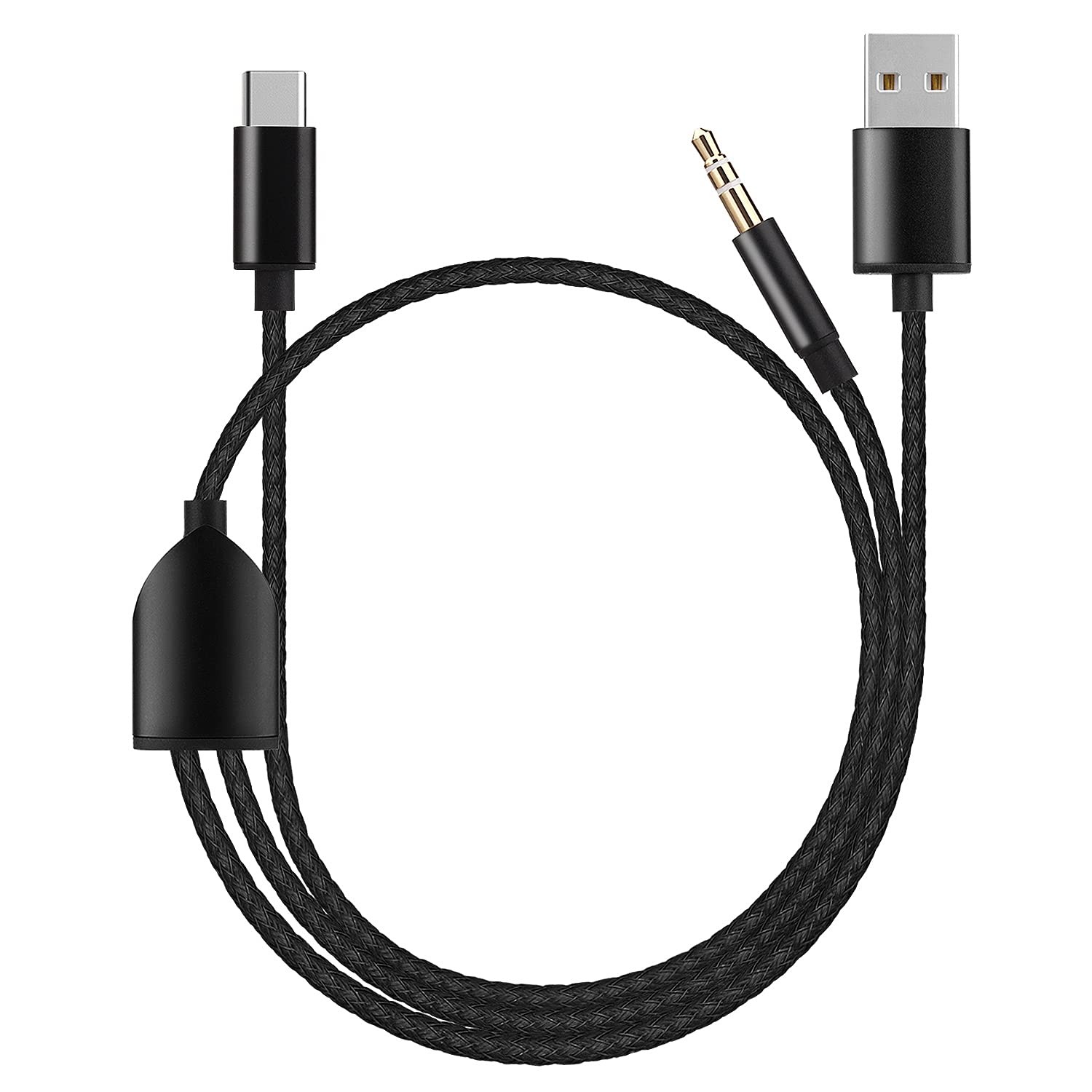USB C to 3.5mm Aux Cable, 2 in 1 USB C to 3.5mm Car Stereo Aux Headphone Jack Cable with USB C Charging Compatible with Samsung Galaxy S22/S22 Ultra/S21/S21FE/S20/Note 20, Google Pixel 5/4/3XL/2XL/2
