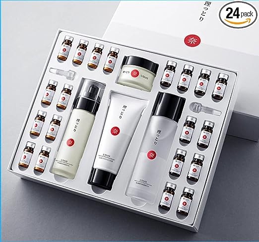 Anti-Aging Skincare Set with Sheep Placenta Extract - Cleanser, Toner, Lotion, Essence, Cream - 24pc Facial Skin Care Routine Kit for Women - Complete Gift Set