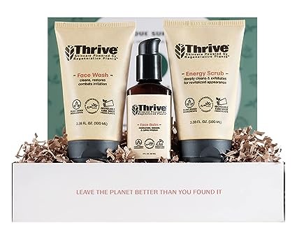 Thrive Natural Skin Care Sets - Awaken Deep Clean Set (3 Piece) – Gift Set with Face Scrub, Face Wash & Moisturizing Face Lotion – Made in USA, Vegan & Cruelty Free