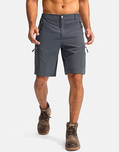 Visit the Pudolla Store Pudolla Men's Hiking Cargo Shorts 9" Lightweight Outdoor Work Shorts for Men Travel Golf Camping Casual with 5 Zipper Pockets