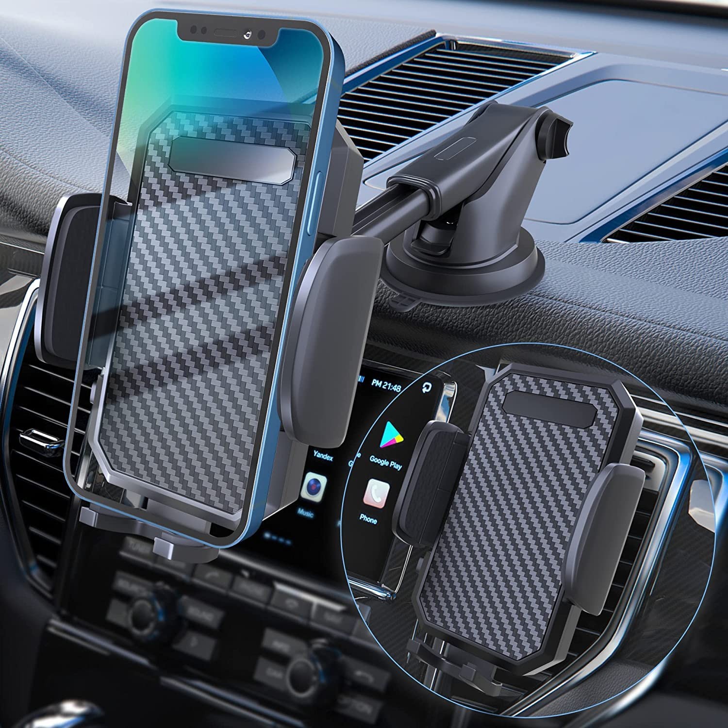 FBB Phone Mount for Car, [ Off-Road Level Suction Cup Protection ] 3in1 Long Arm Suction Cup Holder Universal Cell Phone Holder Mount Dashboard Windshield Vent Compatible with All Smartphones  (0 评论)