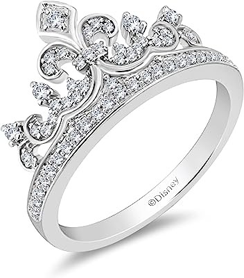 Enchanted Disney Fine Jewelry Sterling Silver 1/4 Cttw Princess Disney Crown Ring