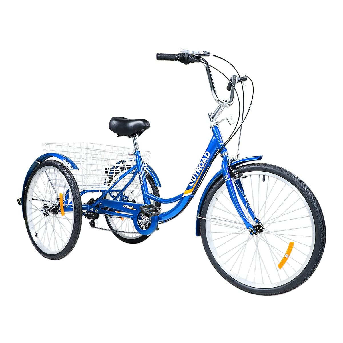 Max4out Adult Tricycles 24/26 inch 3 Wheel for Seniors/Women/Men, 7 Speed Beach & City Cruiser Bike with Large Basket for Recreation, Shopping(Red/Blue)