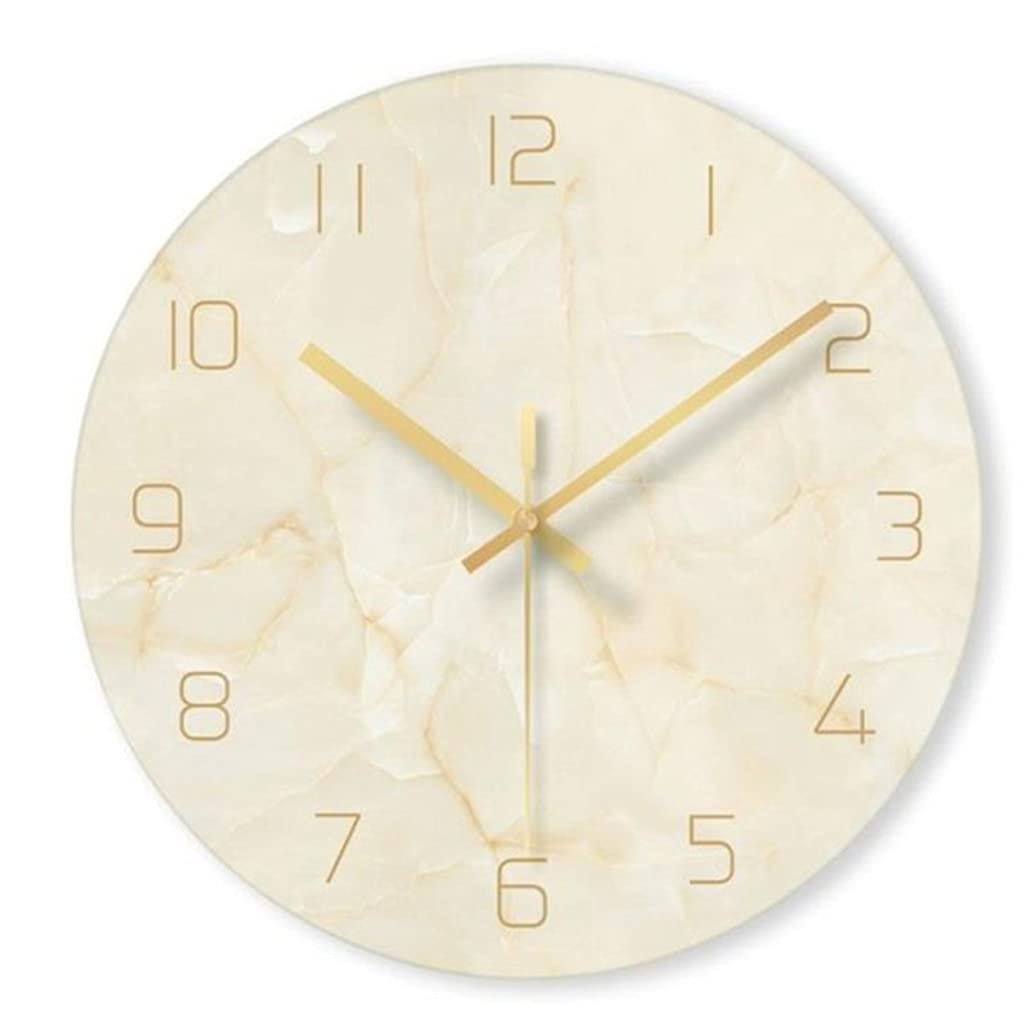 HGVVNM 12Inch Nordic Marble Color Digital Wall Clock Modern Tempered Glass Bedroom Art Clocks Personality Living Room Wall Watch (Color : D, Size : One size)