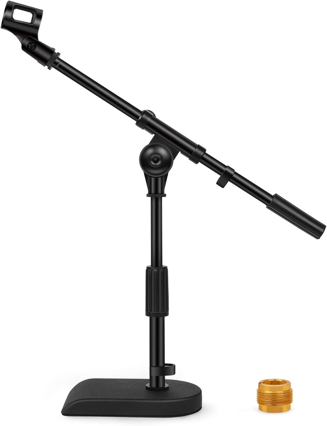 InnoGear Adjustable Desk Microphone Stand, Weighted Base with Soft Grip Twist Clutch, Boom Arm, 3/8" and 5/8" Threaded Mounts for Blue Yeti and Blue Snowball, Kick Drums, Guitar Amps