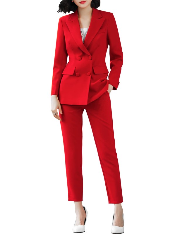 Women’s Two Pieces Blazer Office Lady Suit Set Work Blazer Jacket and Pant