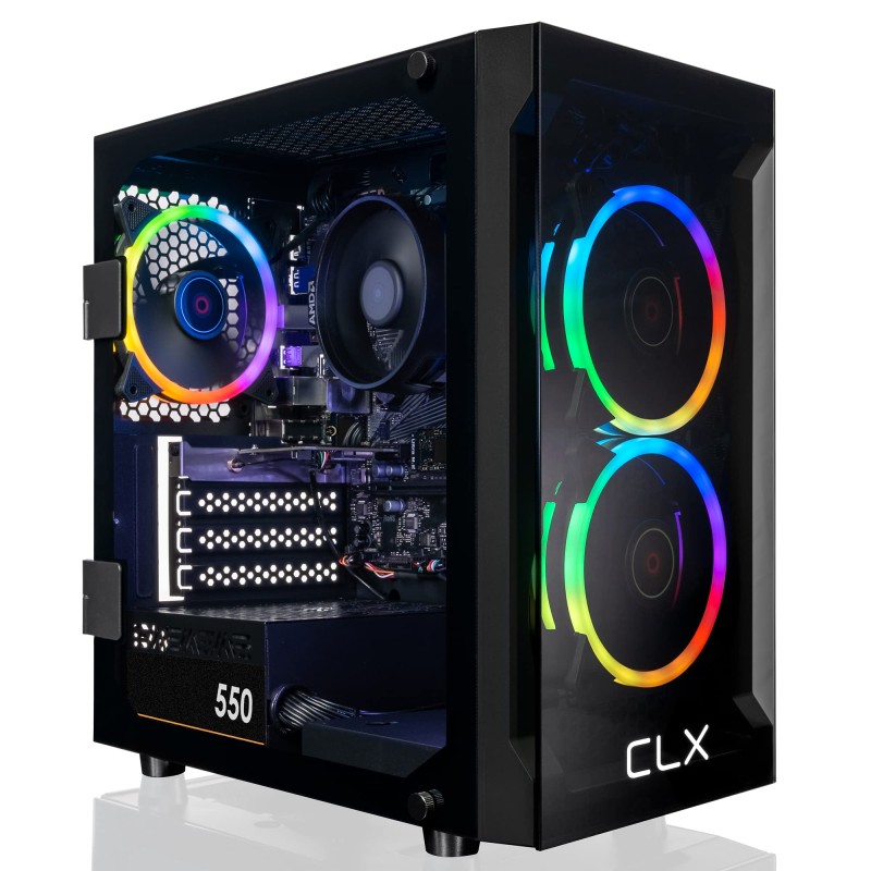 CLX Set Gaming Desktop - AMD Ryzen 7 5700G 3.8GHz 8-Core Processor, 16GB DDR4 Memory, Radeon Vega 8 2GB Shared Graphics, 1TB SSD, WiFi, Windows 11 Home 64-bit