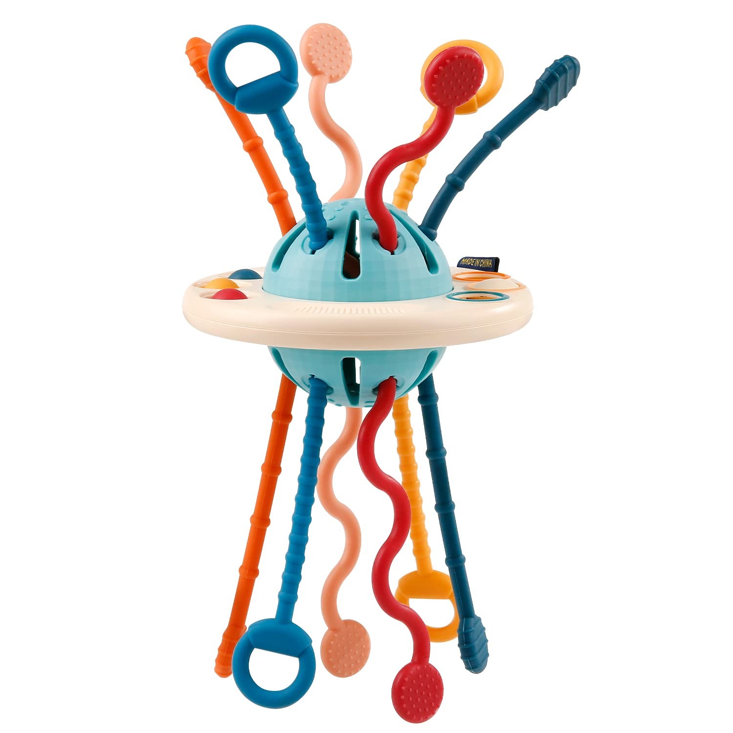 Baby Sensory Toys, Montessori Food Grade Silicone Pull String Activity Toy with Sliding Magic Balls & Simple Bubble for Motor Skills, Baby Toys 12-18 Months, First Birthday Gift for Boys Girls.