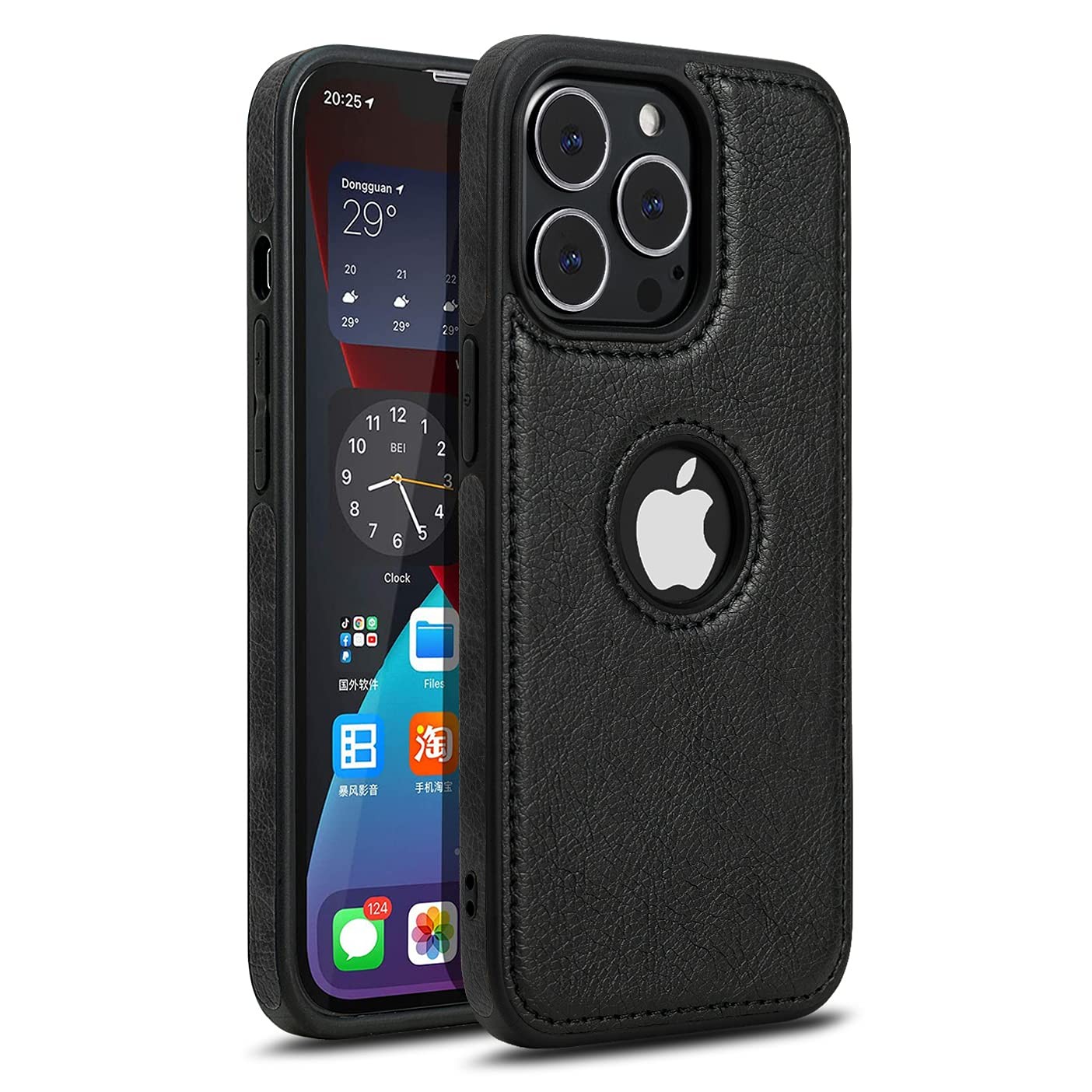 Razstorm Unique Design Luxury Leather Business Phone Case for iPhone 13 Pro Max Anti-Slip Scratch Resistant Ultra Slim Protective Case (2021,6.7”) (Black)