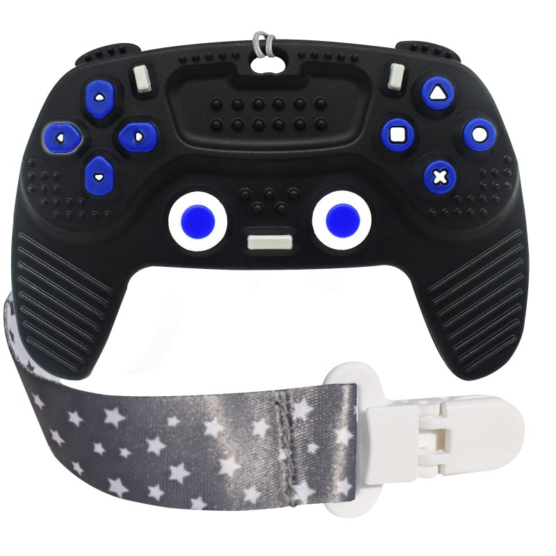 Teething Remote Control for Baby with Pacifier Clip, Funny Teethers for Baby for Baby Girl Or Boy,Teething Toys for Babies 3-6 6-12 Months(Black)