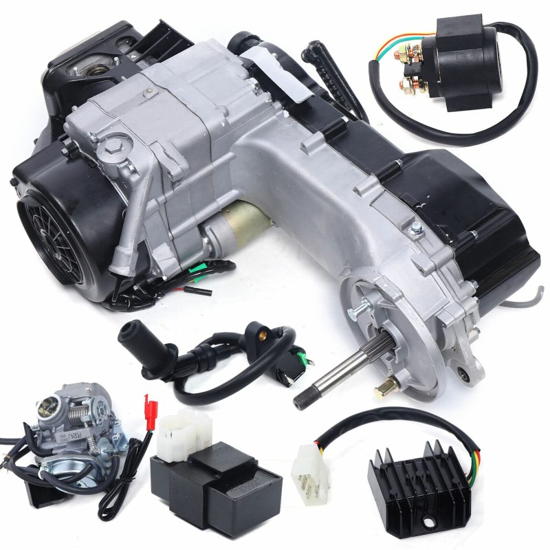 150CC Engine Motor For Long Case 110CC-150CC GY6 Scooter ATV Go-Kart 4-Stroke Engine Motor Complete Kit with Horizontal Vacuum Carburetor Electric/Kick Starter