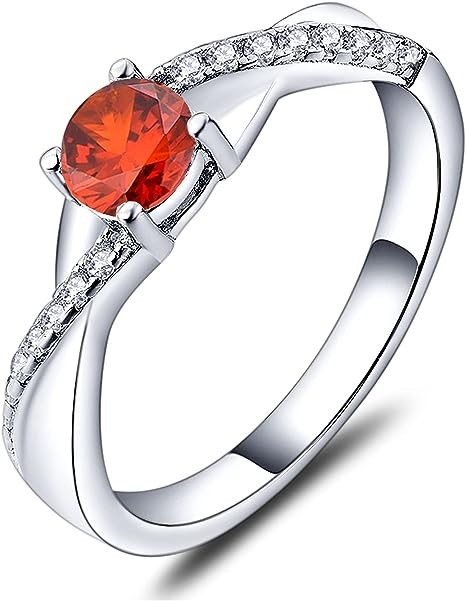 YL 925 Sterling Silver Engagement Ring 5MM 3A Cubic Zirconia Infinity Ring for Women