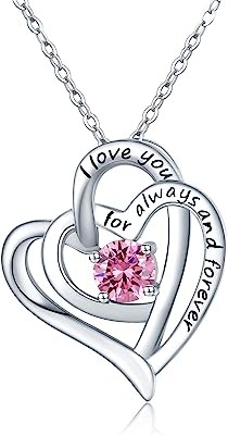 Love Heart Necklace for Women 925 Sterling Silver I Love You for Always and Forever Pendant Necklace Heart Jewelry Gifts for Girls Mom Wife