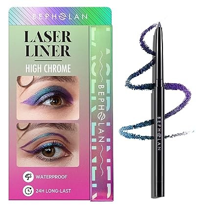 BEPHOLAN Eyeliner Pencil,Purple Eyeliner,Blue Purple Shifting Colors Glitter Waterproof Eyeliner,24h Long-Lasting Metallic Colored Eyeliner Pen,Purple-Blue Shifting