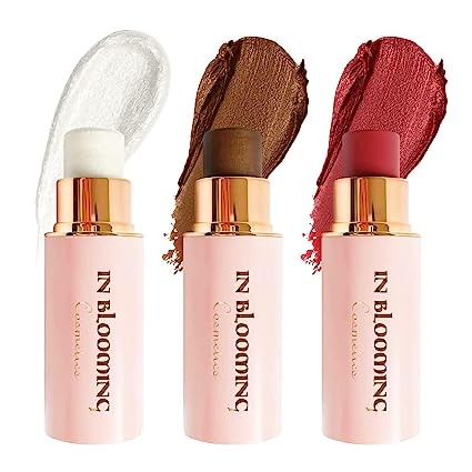 Contour Stick Makeup With Highlighter & Blush & Bronzer Makeup Sticks, Easy to Sculpt the Face and Create a Lightweight Finishing Makeup, Contour Stick Set for Beginners