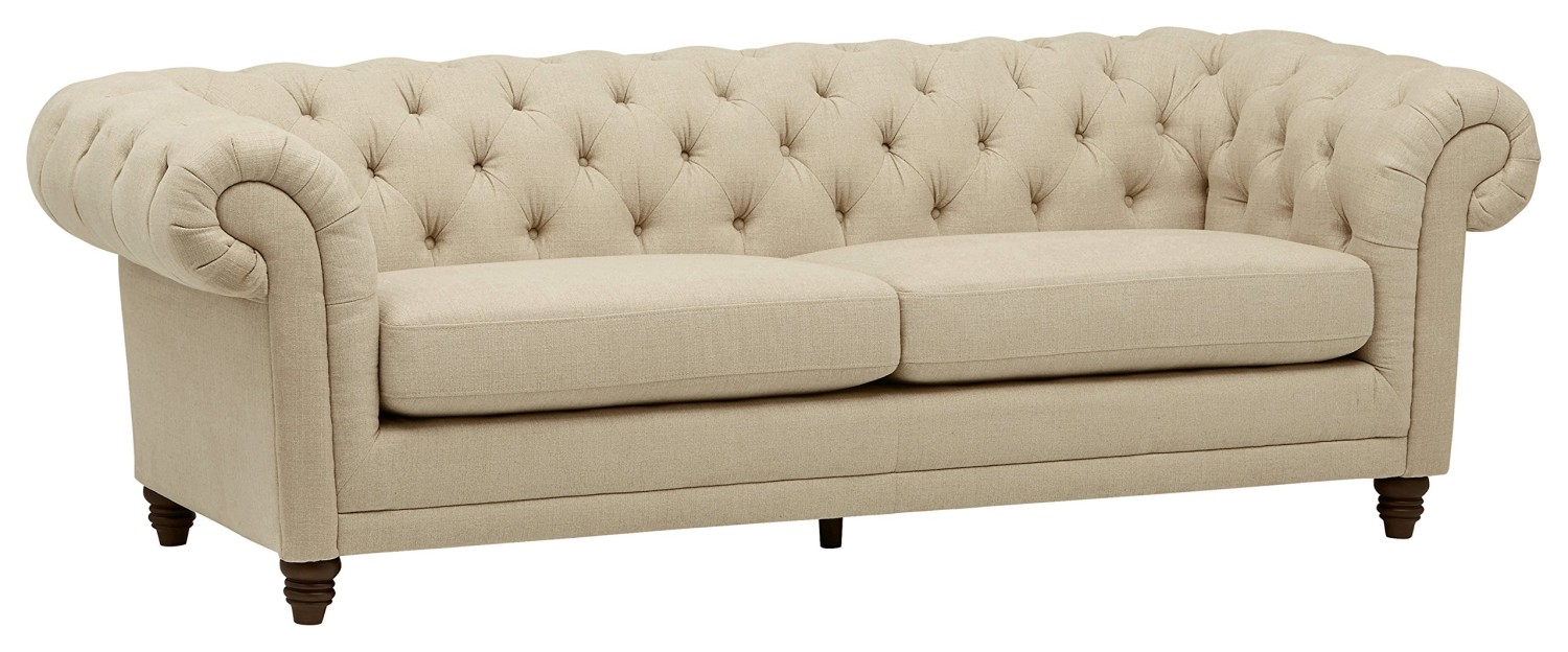 Amazon Brand – Stone & Beam Bradbury Chesterfield Tufted Sofa Couch, 92.9"W, Hemp