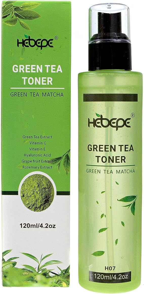 Hebepe Green Tea Matcha Facial Toner, Alcohol-Free, Refreshing, Moisturizing, and Soothing Face Toner, with Hyaluronic Acid, White Willow, Honeysuckle, Grapefruit Extract, Rosemary, 120ml