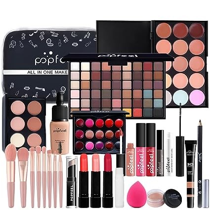 KARUIZI Makeup Kit All-in-one Makeup Gift Set for Women Full Kit, Eyeshadow Palette, Lip Gloss Set, Lipstick, Blush, Foundation, Concealer, Mascara, Eyebrow Pencil,Include Makeup Brush Set (KIT019)