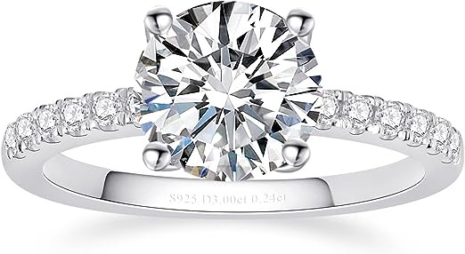 AmoreNel Moissanite Solitaire Engagement Ring for Women,2/3 CT D Color VVS1 Clarity Round Cut Lab Created Diamond Moissanite Ring,S925 Sterling Silver, Halo Promise Wedding Rings 4.9 4.9 out of 5 star